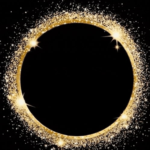 a woman in a black shirt is in a golden circle