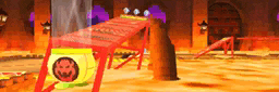 a cartoon scene with a pumpkin on a table