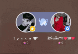 a man and a woman in circles with iqram and khushit written below them