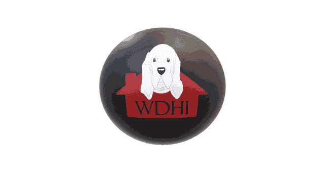 a black ball with a white dog in a red house and the words nothing gets past our nose