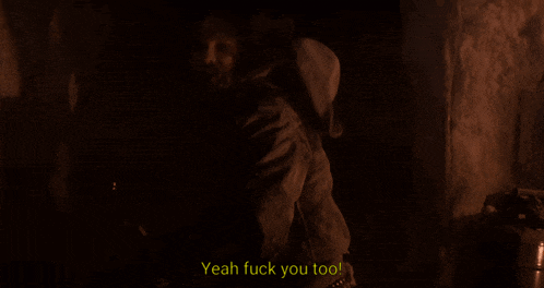 yeah fuck you too is written in yellow on a black background