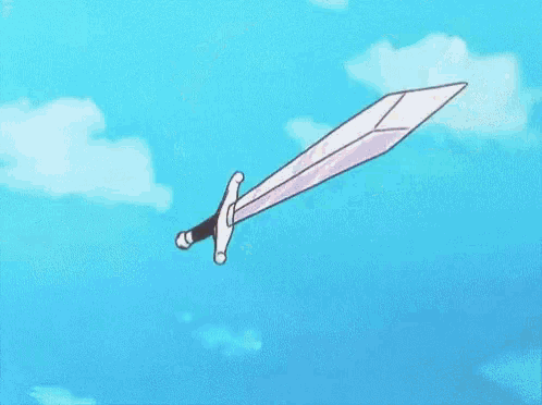 trunks from dragon ball z is holding a large sword