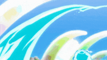 a cartoon drawing of a person swimming in a body of water