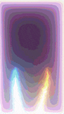a painting of a purple square with a rainbow in the center