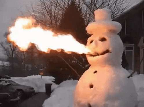 Snowman Fire Flamethrower GIF - Snowman Fire Flamethrower GIFs