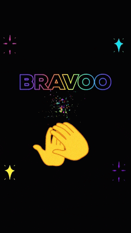 the word bravoo is on a black background with yellow hands