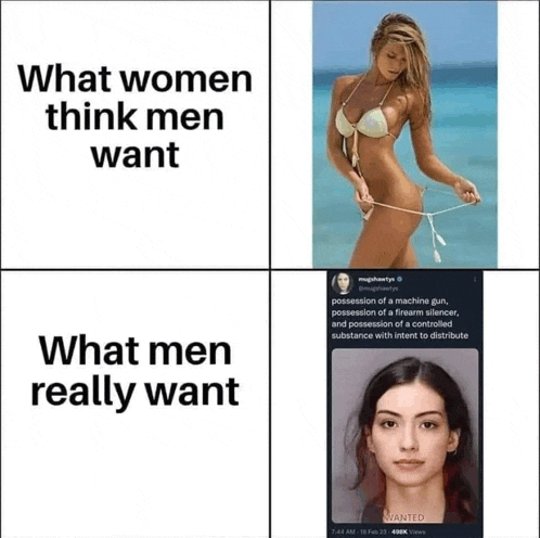 a woman in a bikini is next to a picture of a woman 's face