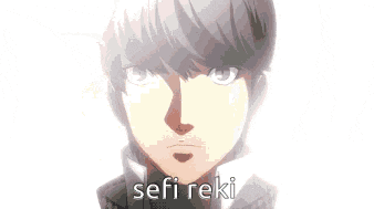 a close up of a person 's face with the words sefi reki written below it