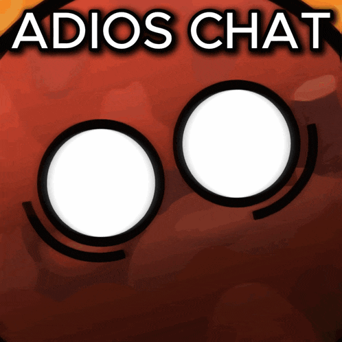 a red circle with the words adios chat written on it
