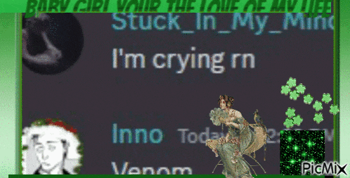 a picture of a fairy with the words i 'm crying rn on it
