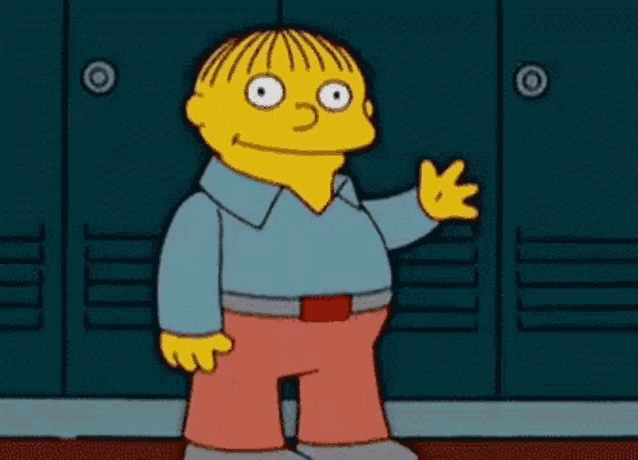 a cartoon character from the simpsons is standing in front of lockers