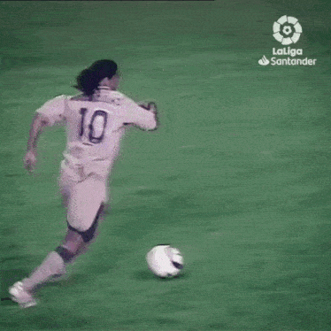 a soccer game is being played by la liga santander
