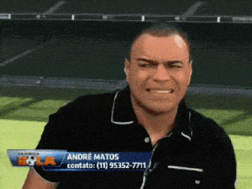 a man with the name andre matos on his shirt making a funny face