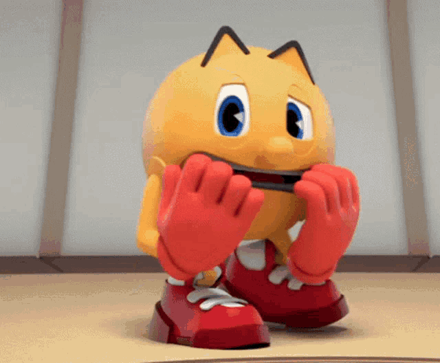 Pac Man Biting Nails GIF