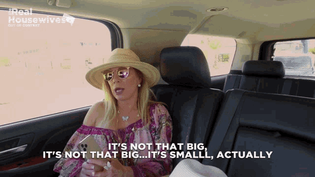 a woman in a car says it 's not that big it 's not that big it 's small actually