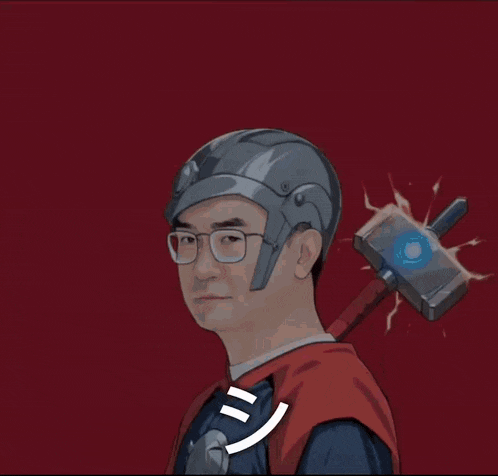 a drawing of a man with a helmet and a hammer
