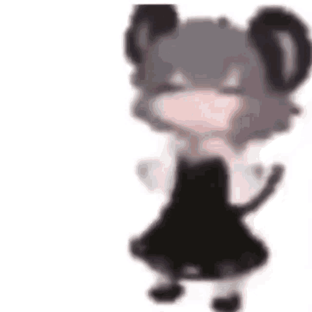 a cartoon mouse is wearing a black dress and a white shirt .