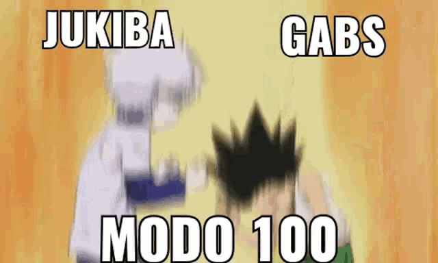 a blurry picture of a person with the words jukiba gabs modo 100 written on it