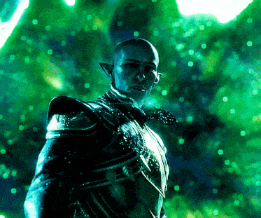 a man with a bald head and elf ears is standing in front of a green background that says ' astrid '