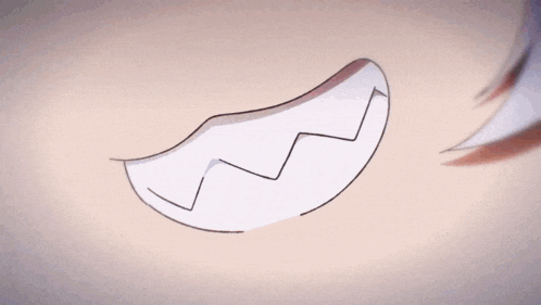 a close up of a cartoon character 's mouth with chinese writing in the background