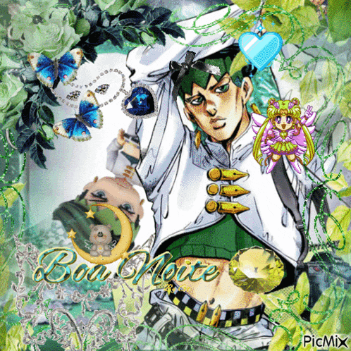 a picture of a man with the words boa noite written on the bottom