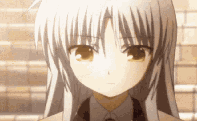 a close up of a anime character with white hair