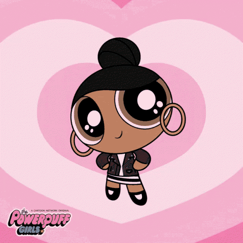 a cartoon character from the powerpuff girls is wearing hoop earrings