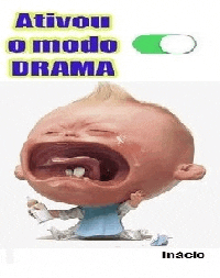 a cartoon of a baby crying with his mouth open and a button in the background .