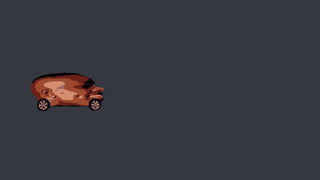 a cartoon of a man 's head driving a car