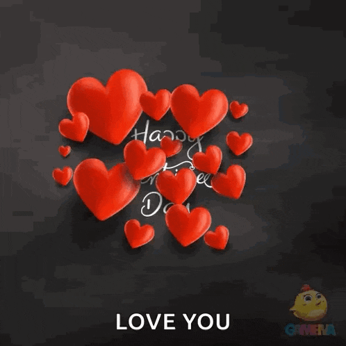 a valentine 's day greeting card with red hearts and the words happy valentine 's day love you