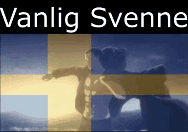 a picture of a man and a bear with the words vanlig svenner written above them