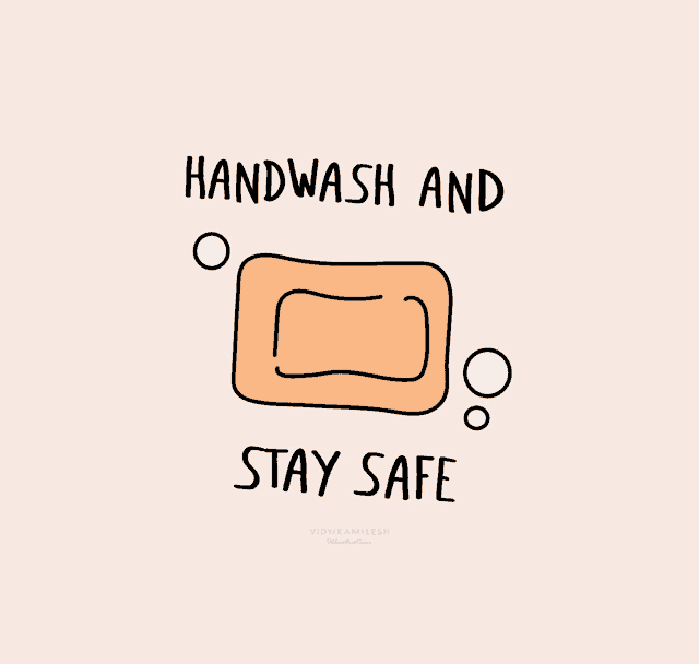 handwash and stay safe is written on a pink background