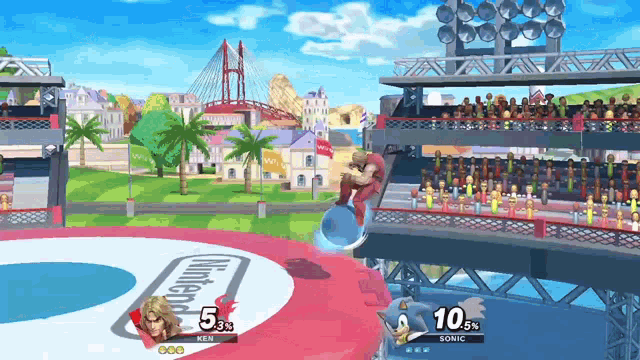 a video game is being played with sonic and ken