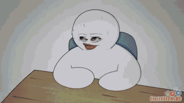 a cartoon of a person sitting at a table with the words circuttoons.id below it