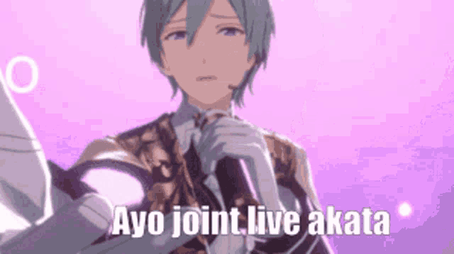 a man with green hair is holding a microphone and says ayo joint live akata