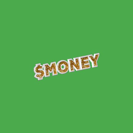 a green background with the word money written in gold letters