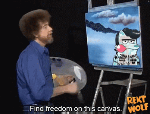 Rekt Wolf Crypto Nft GIF - Rekt Wolf Crypto Nft Bob Ross Paintings GIFs