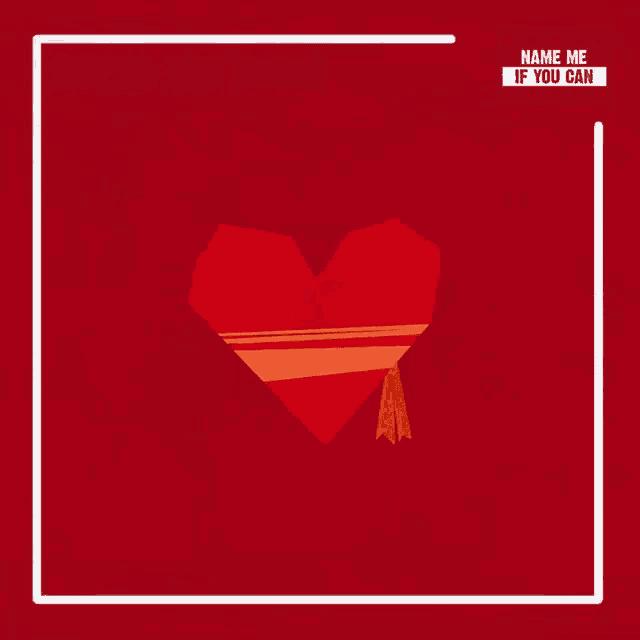 a red poster with a red heart and the words guess the movie