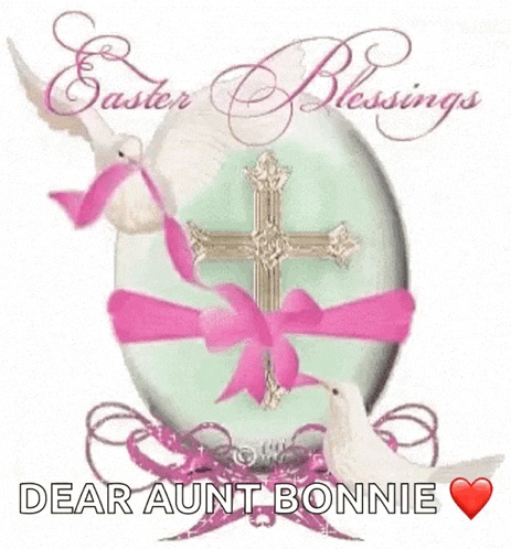 easter blessings dear aunt bonnie greeting card with a cross and two birds