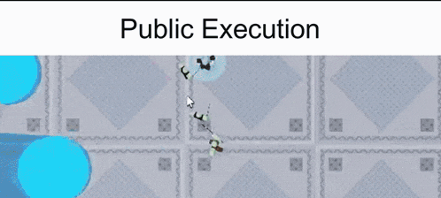 a screenshot of a video game with the words public execution on the bottom