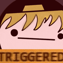 a cartoon drawing of a person with the word triggered behind it