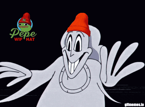 a cartoon character is wearing a red beanie with pepe wifi hat written on it