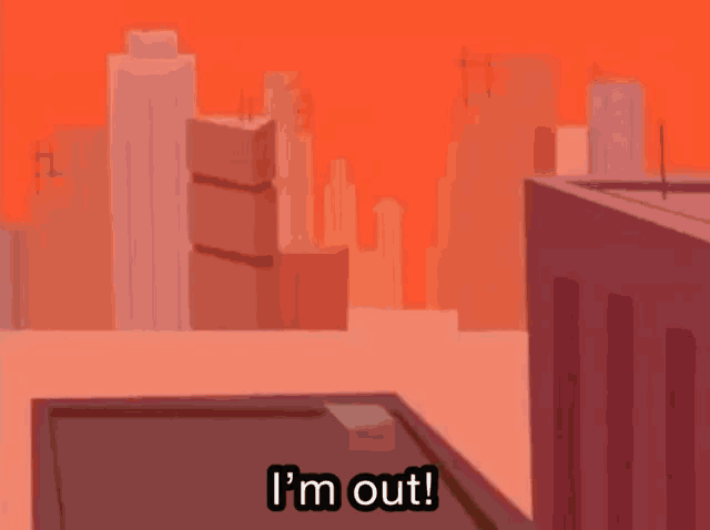 a cartoon elephant says i 'm out