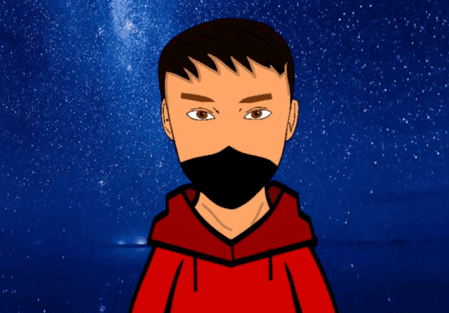 a cartoon drawing of a man wearing a mask
