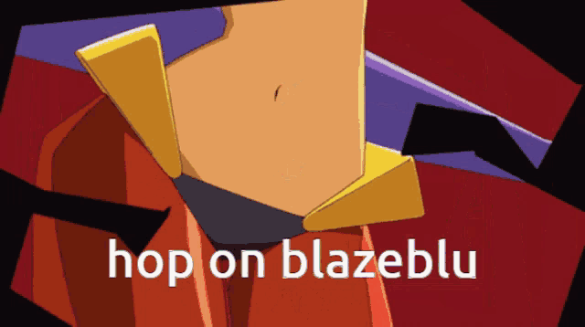 a picture of a woman 's stomach with the words hop on blazeblu written below it