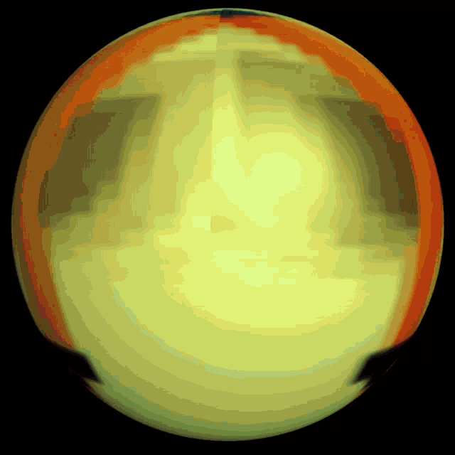 a yellow and orange sphere with a black background is shown