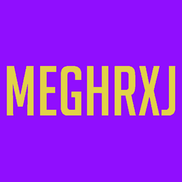 a blue background with meghrxj written in white