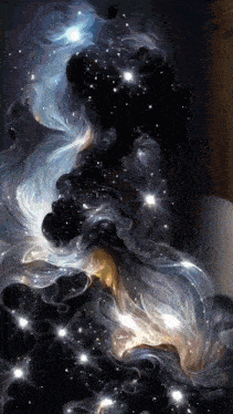 a painting of a galaxy with lots of stars and smoke