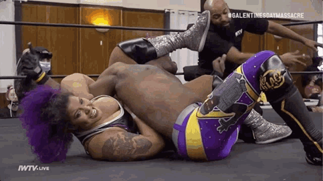 a wrestling match is being shown on iwtvlive