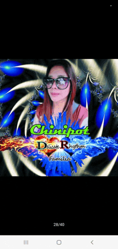 a picture of a woman with the words chinopot delicate rhythm familia